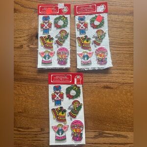 Vintage Puffy Christmas Themed Stickers Set x3 in original packaging